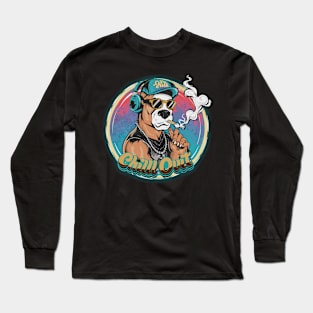 Chill Out: Hip Hop Pitbull Art Piece - Cool Dog Long Sleeve T-Shirt